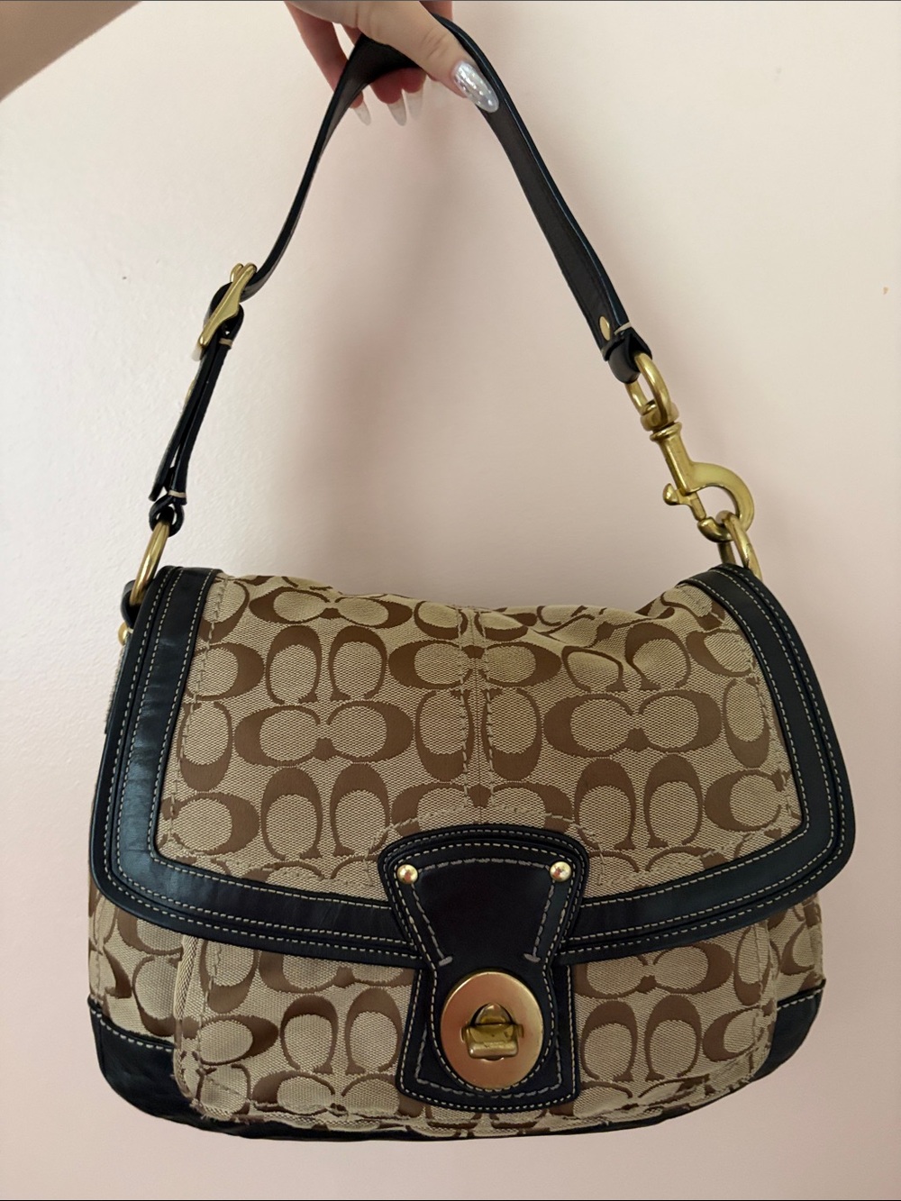 Vintage Coach Shoulder Bag with Gold  Hardware